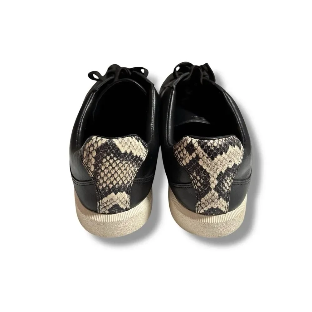 Vince Sneakers Shoes Women's 9.5M Black Low Top Snake Leather‎ Lace Up Platform